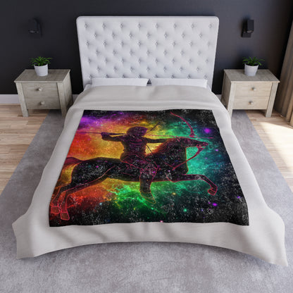 Colorful Sagittarius Zodiac Sign - Star Universe Theme - Crushed Velvet Blanket