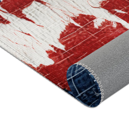 Patriotic Red, White & Blue: Distressed Denim-Style, Torn Fabric - Area Rugs