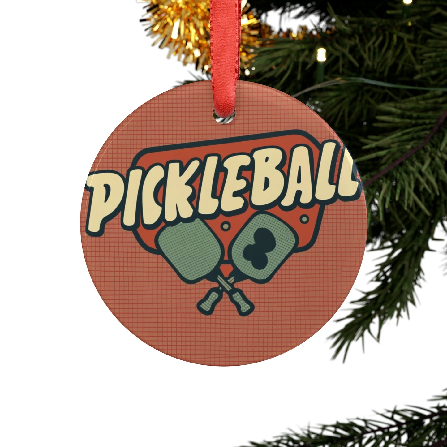 Pickleball Retro - Adorno acrílico con cinta