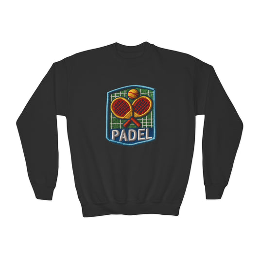Chenille Padel Patch, Sport Faux Graphic -Youth Crewneck Sweatshirt