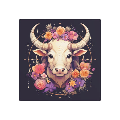 Taurus Zodiac Bull Flower Accents - Astrology Sign - Metal Art Sign