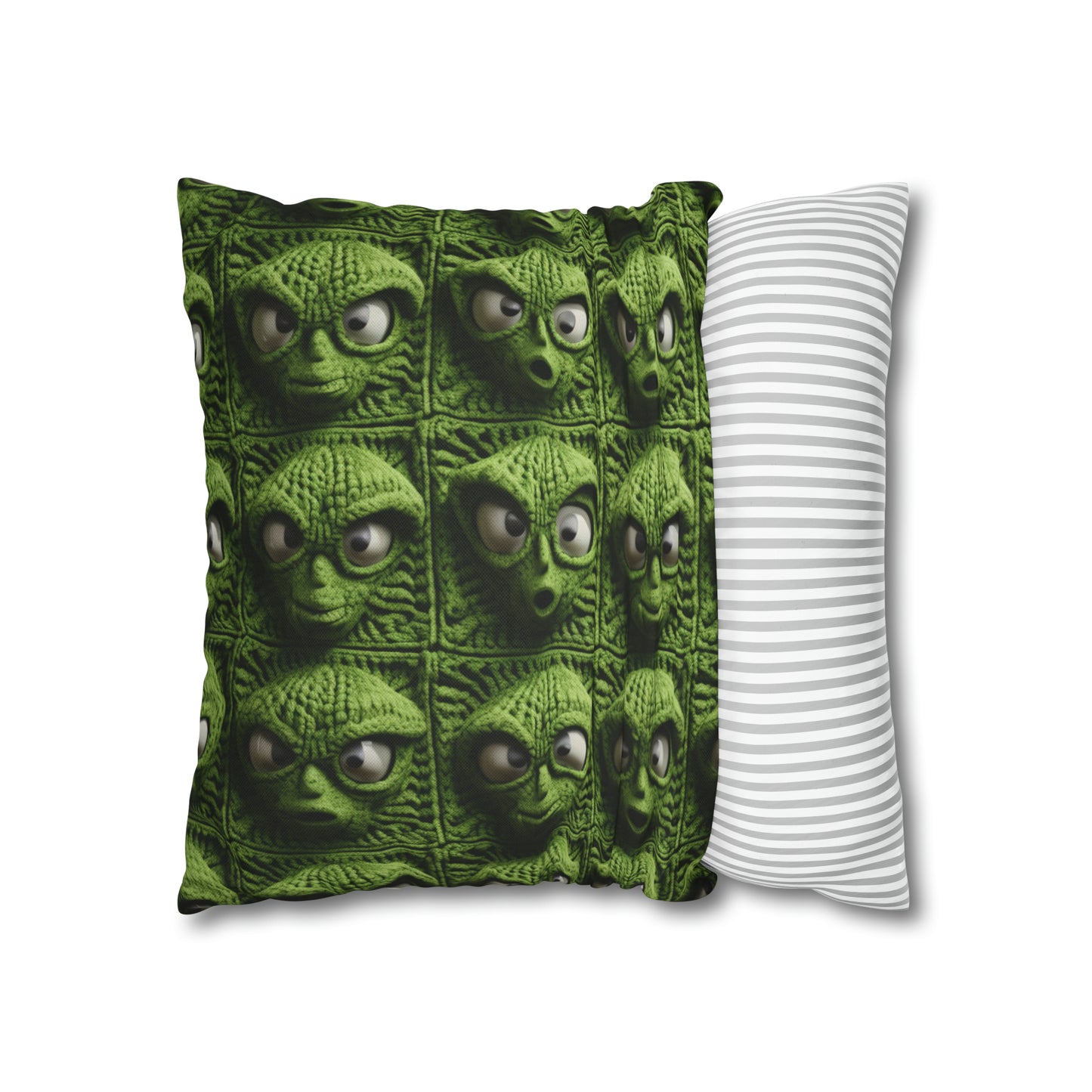 Alien Granny Square Crochet - Galacitc Space Sci fi Fantasy Theme - Spun Polyester Square Pillow Case