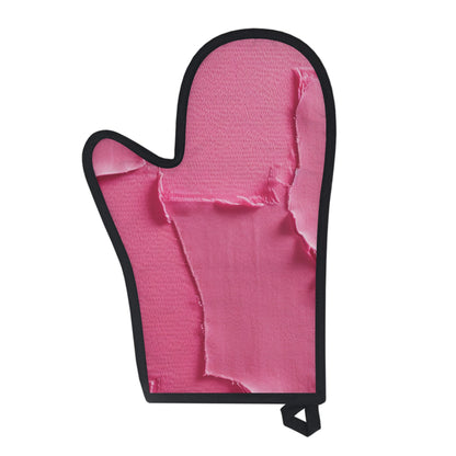 Rosa neón desgastado: tela de muñeca atrevida y rasgada inspirada en la mezclilla - Oven Glove