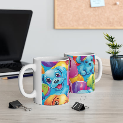 Happy Puppy & Dog Design - Vivid and Eye-Catching - Ceramic Mug 11oz