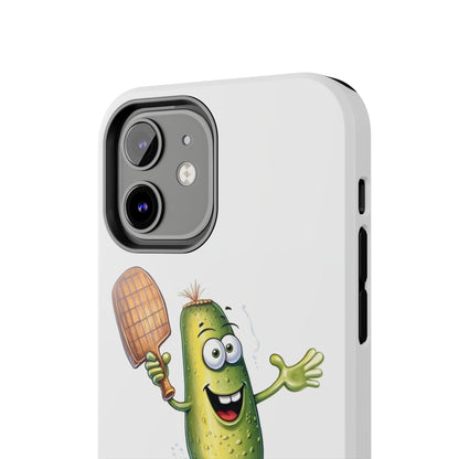 Pickle Player Action: Cartoon Swinging Pickleball Paddle - Sporty Charm - Tough Phone Cases