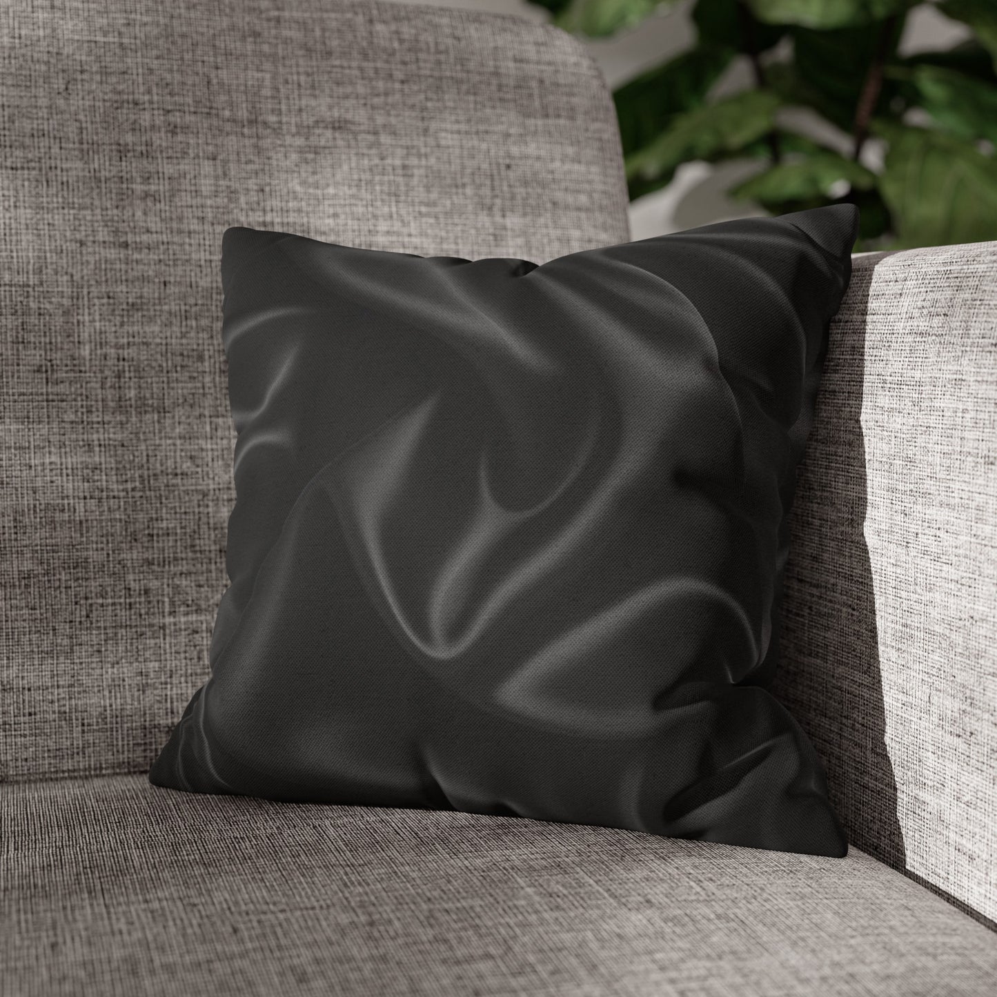 Black Silk, Spun Polyester Square Pillowcase