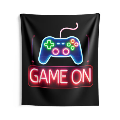 Game On Sign, Neon Graphic, Indoor Wall Tapestries