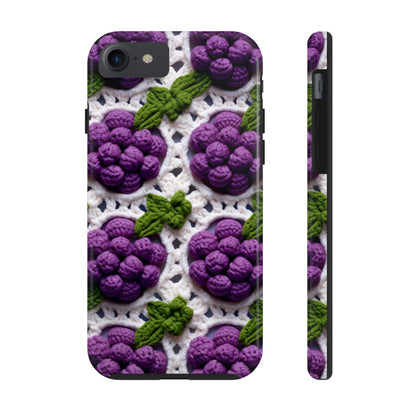 Crochet Grapes Pattern - Granny Square Design - Fresh Fruit Pick - Orchard Purple Snack Food - Tough Phone Cases