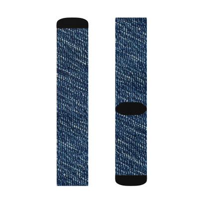 Denim-Inspired Design - Distinct Textured Fabric Pattern - Sublimation Socks