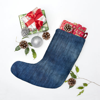 Indigo Splash: Ensueño de mezclilla lavada en azul profundo - Medias de Navidad 