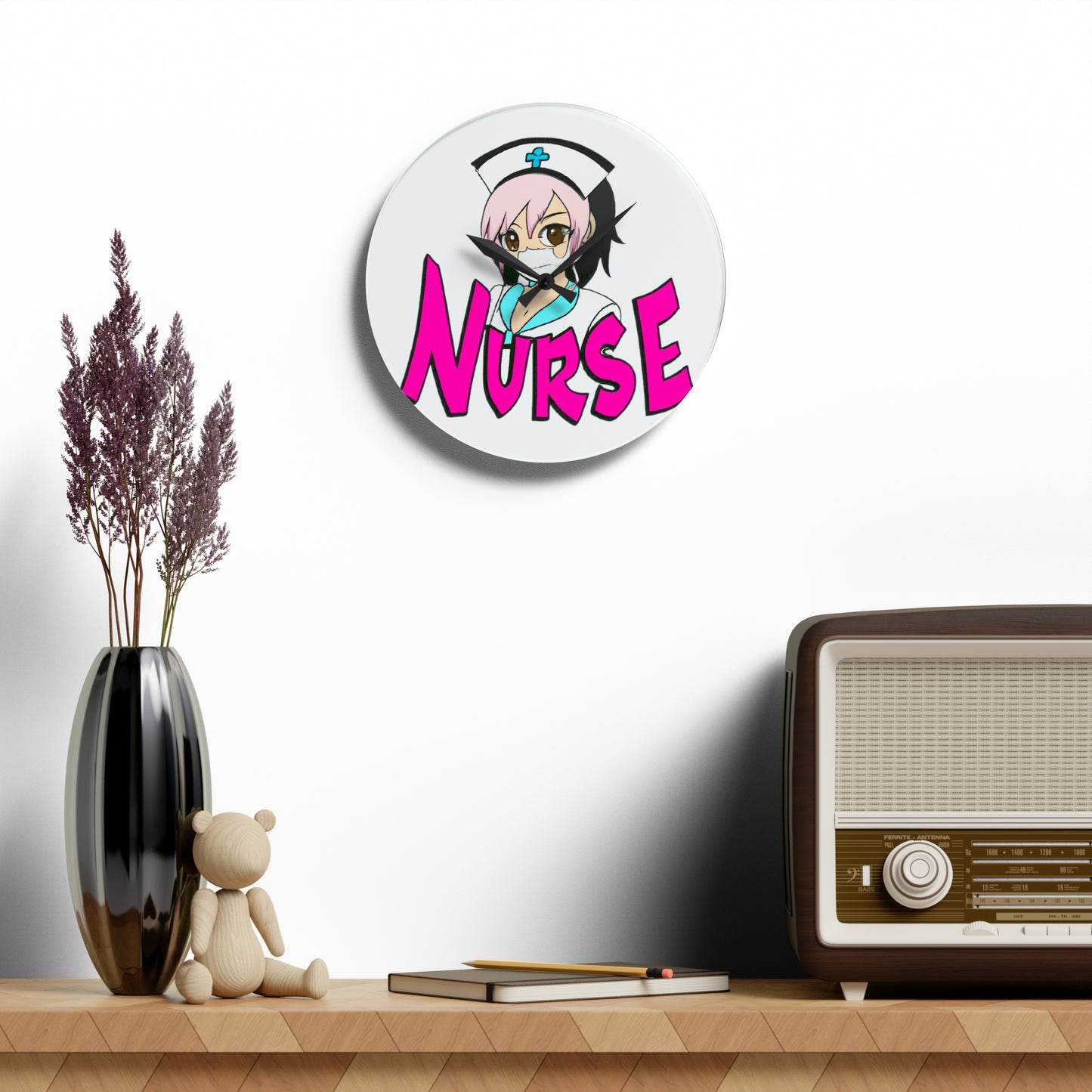 Nurse Kawaii Anime Acrylic Wall Clock