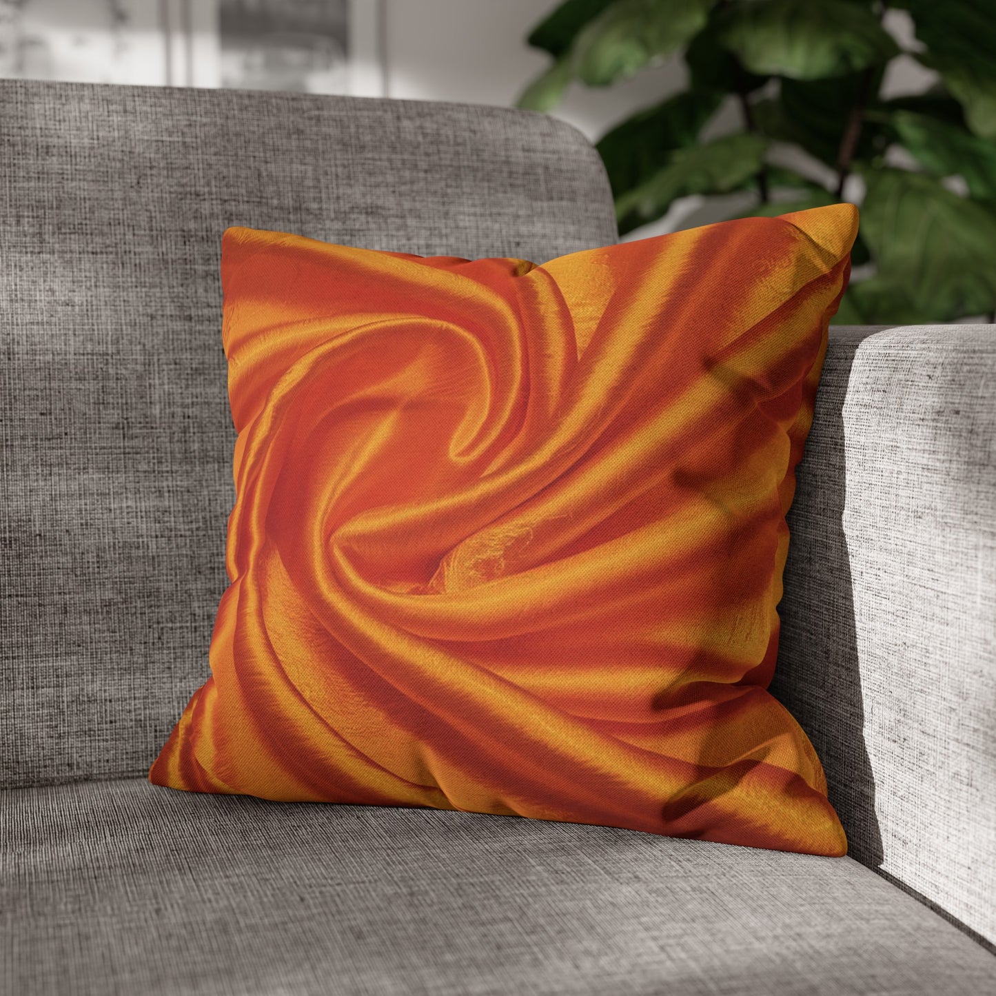 Orange Silk, Spun Polyester Square Pillowcase