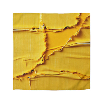 Banana Yellow Lemon: Bold Distressed, Denim-Inspired Fabric - Microfiber Duvet Cover