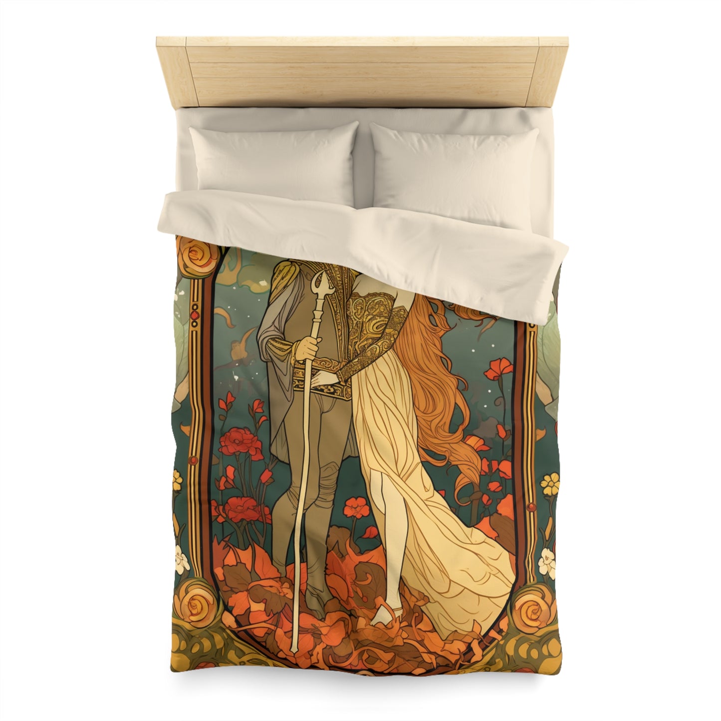 Lovers Tarot Card - Detailed Reading Symbolism, Full-Color Illustration - Microfiber Duvet Cover