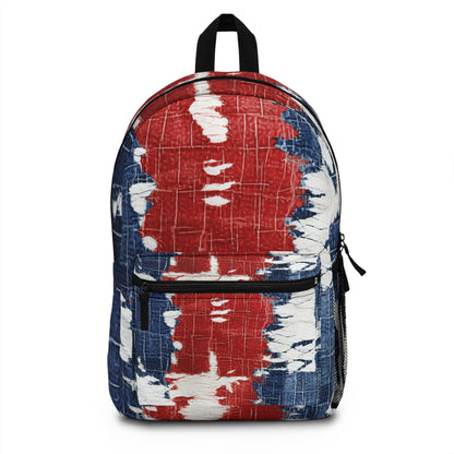 Patriotic Red, White & Blue: Distressed Denim-Style, Torn Fabric - Backpack