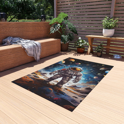 Galactic Voyage: Astronaut Journey in Celestial Star Cosmic Exploration - Outdoor Rug