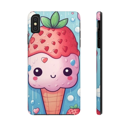 Kawaii Strawberry Sundae Cone - Traditional Japanese Anime Dessert Delight - Sweet Berry Otaku Gift - Tough Phone Cases