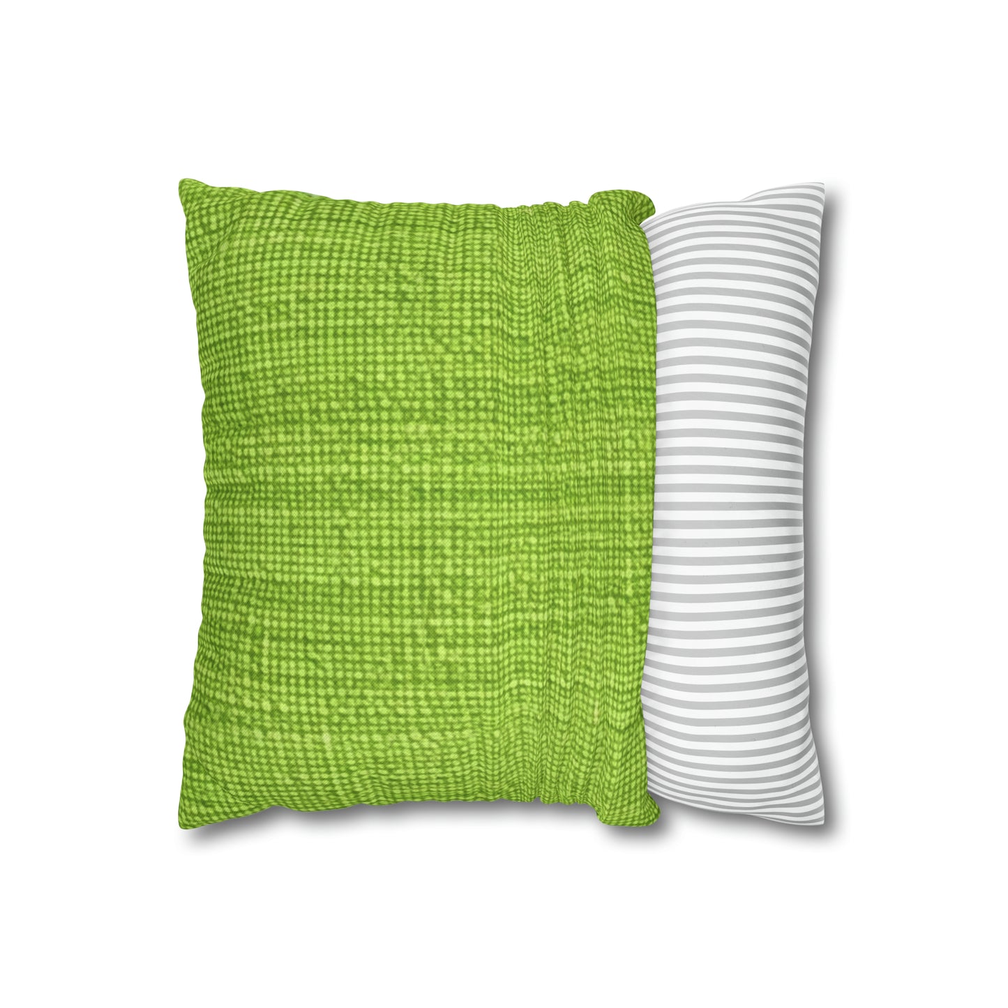 Lush Grass Neon Green: estilo de tela primaveral inspirado en la mezclilla - Funda de almohada cuadrada de poliéster hilado