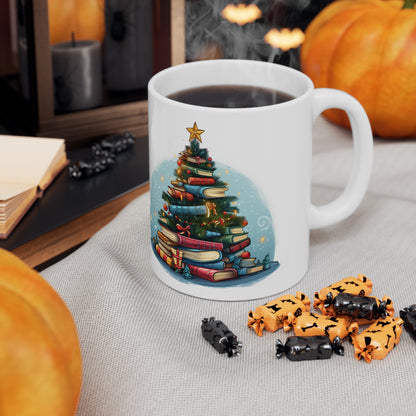 Book Lover Christmas Tree, Gift For Readers - Ceramic Mug 11oz