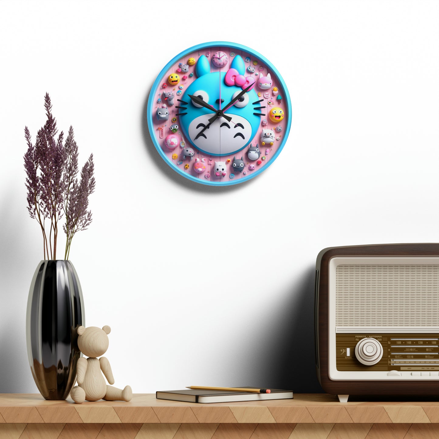 Reloj de pared acrílico estilo japonés Kawaii Cute Anime 