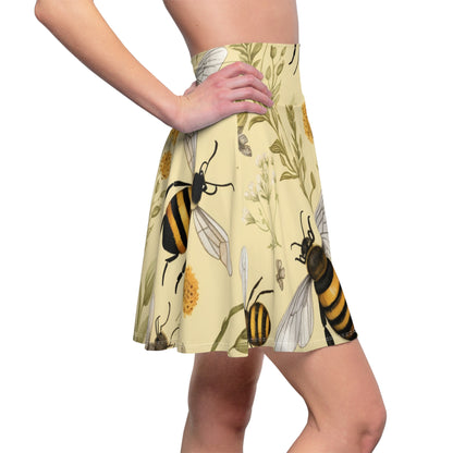 Whimsical Bees & Honeycombs Nature-Friendly Pattern Design Women's Skater Skirt (AOP)