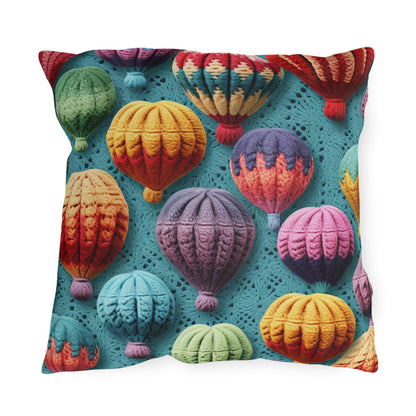 Crochet Hot Air Balloons Sky Travel Transport Scenic Style - Outdoor Pillows