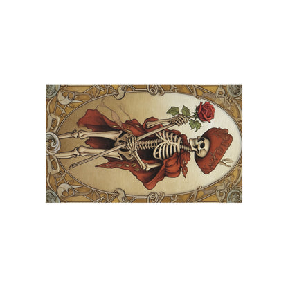 Death Card Tarot - Skeleton, Rose, and Transformation Journey - Outdoor Rug