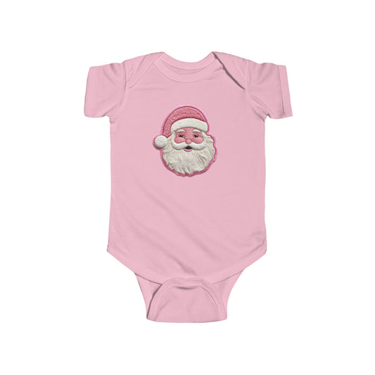 Santa Patch in Pink Christmas - Infant Fine Jersey Bodysuit