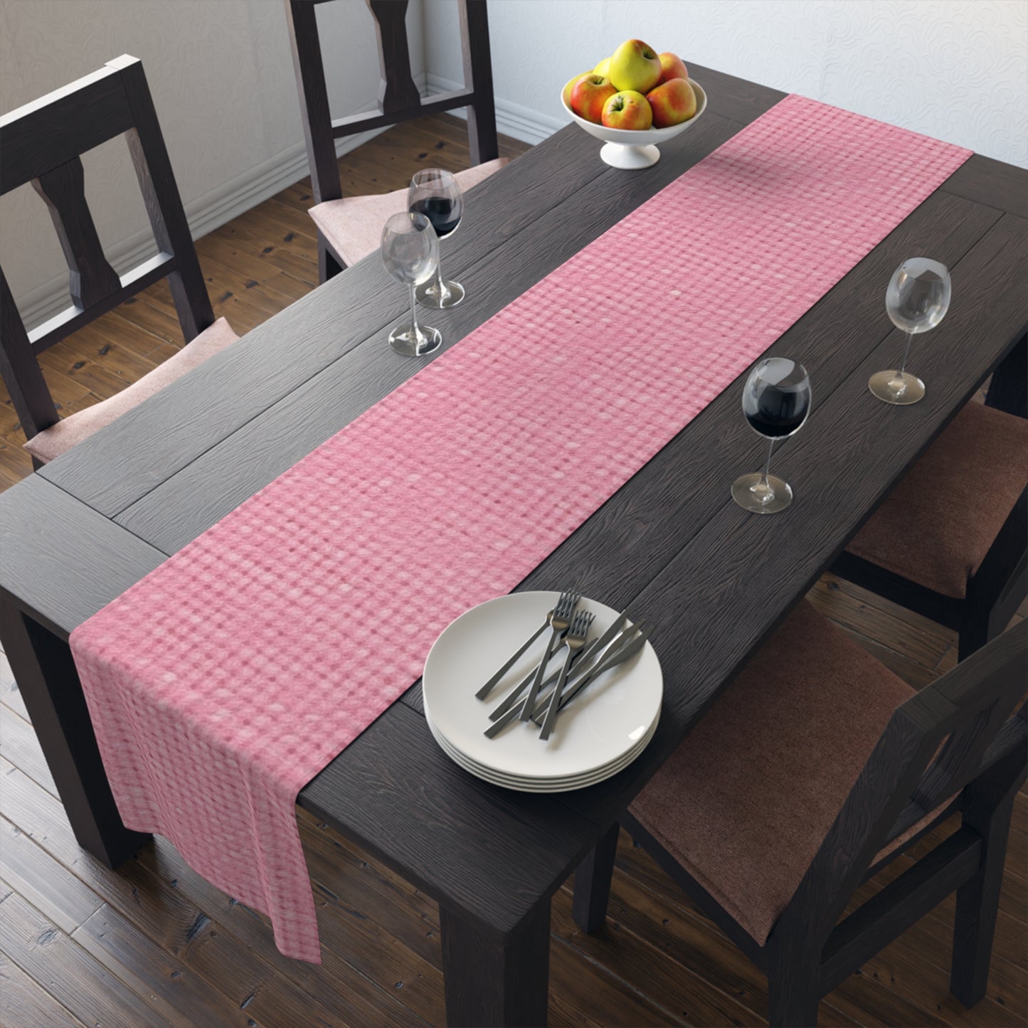 Pastel Rose Pink: Denim-Inspired, Refreshing Fabric Design - Table Runner (Cotton, Poly)