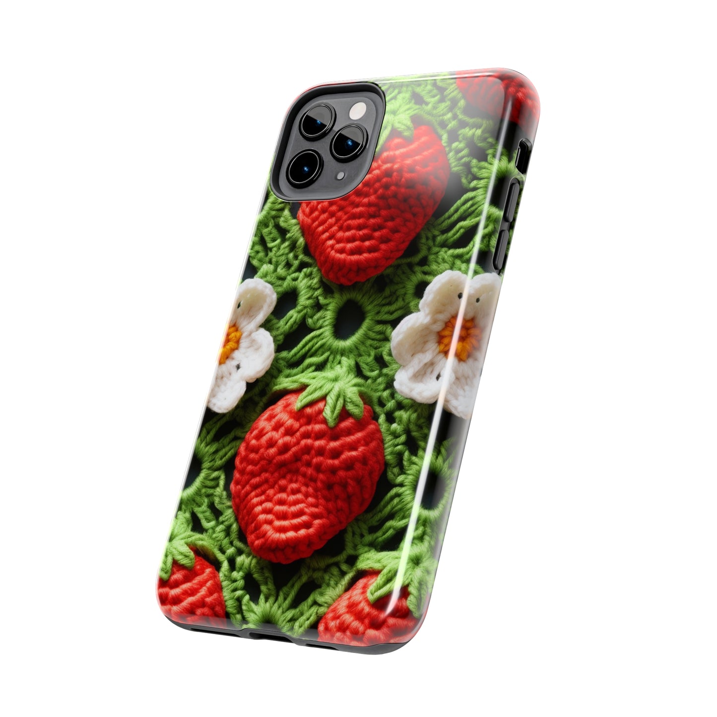 Strawberry Field Crochet - Forever Forest Greens - Fruit Berry Harvest Crop - Tough Phone Cases