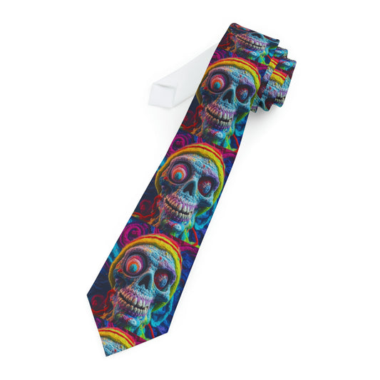 Crochet Skull Halloween Scary Horror Design - Necktie