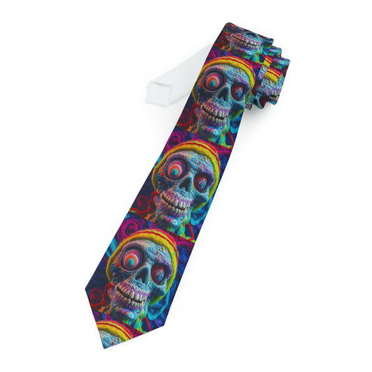 Diseño de terror aterrador de Halloween con calavera de ganchillo - Corbata