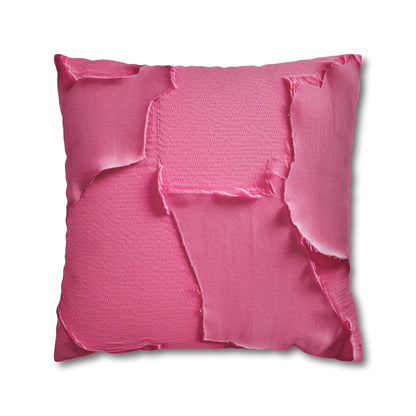 Distressed Neon Pink: Edgy, Ripped Denim-Inspired Doll Fabric - Spun Polyester Square Pillow Case