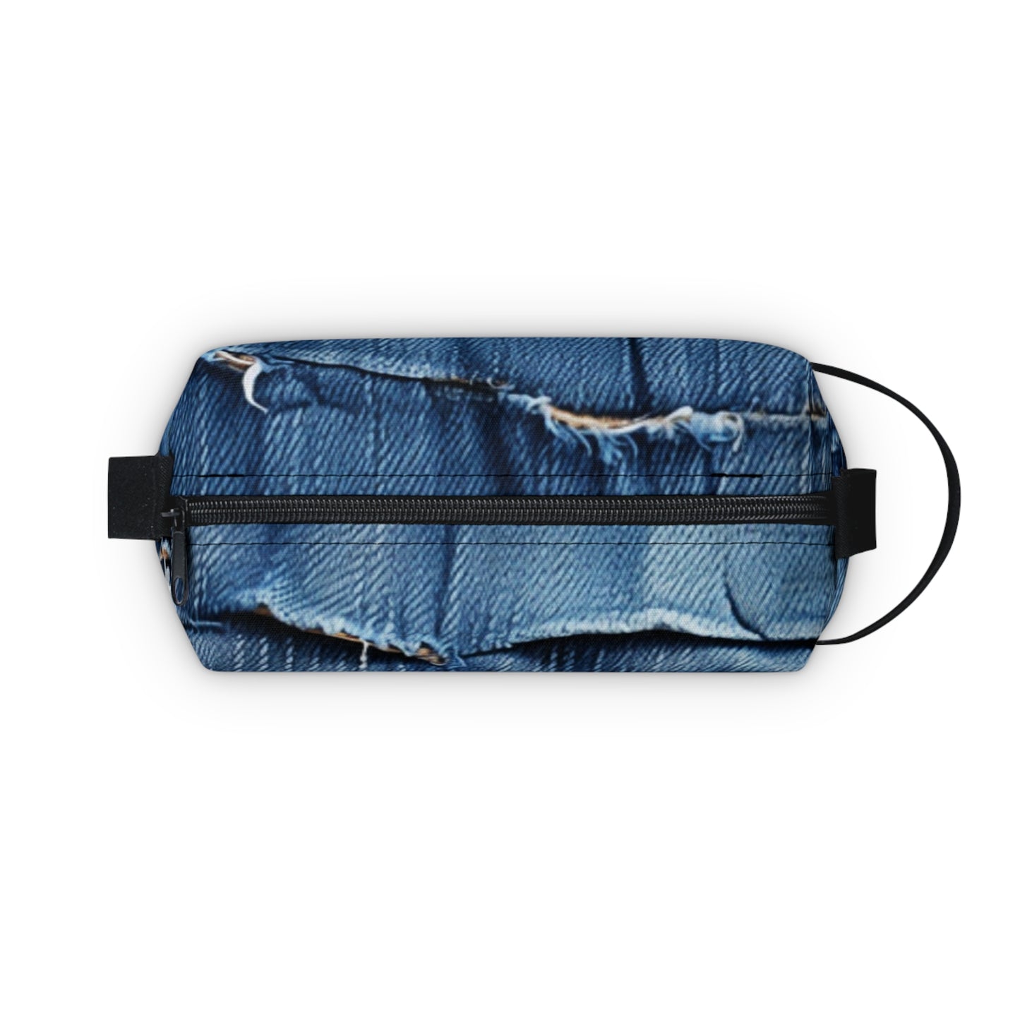 Midnight Blue Distressed Denim: Rugged, Torn & Stylish Design - Toiletry Bag