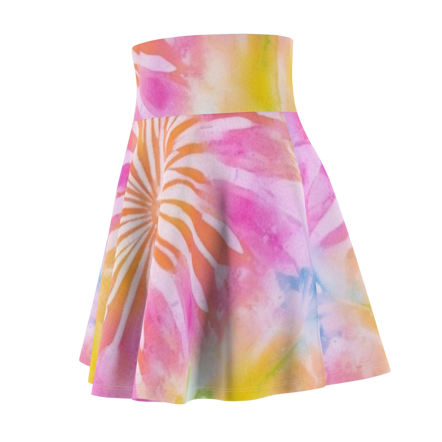 Boho Beach Vibe Pastel Hues Tie-Dye Pattern Design Women's Skater Skirt (AOP)