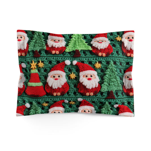Santa Claus Crochet Pattern, Christmas Design, Festive Holiday Decor, Father Christmas Motif. Perfect for Yuletide Celebration - Microfiber Pillow Sham