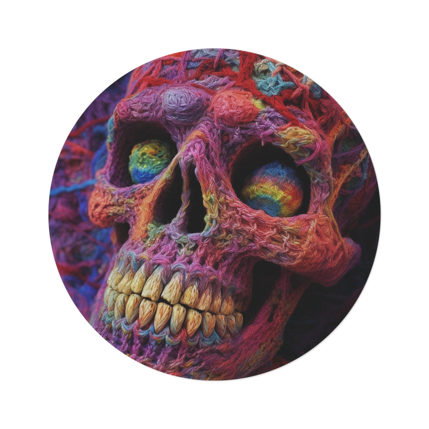 Crochet Skeleton Skull Halloween - Round Rug