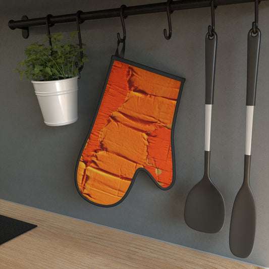 Fiery Citrus Orange: Edgy Distressed, Denim-Inspired Fabric - Oven Glove