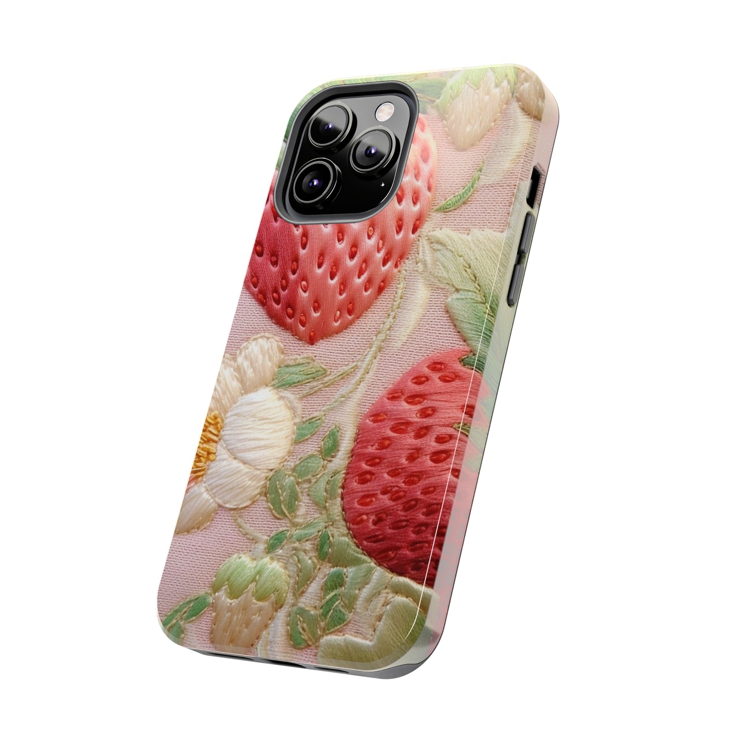 Red Berry Strawberries - Embroid Fruit - Healthy Crop Feast Food Design - Tough Phone Cases