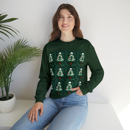 Evergreen Christmas Trees Crochet, Festive Pine Tree Holiday Craft, Yuletide Forest, Winter - Unisex Heavy Blend™ Crewneck Sweatshirt