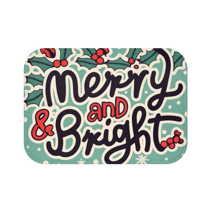 Merry and Bright Christmas Theme Holiday - Bath Mat