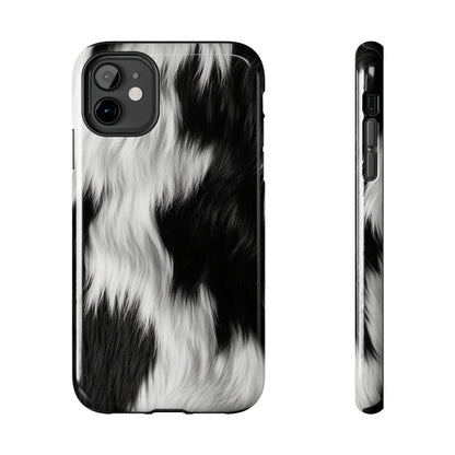 Cowhide on Hair Leather - Black and White - Designer Style - Tough Phone Cases