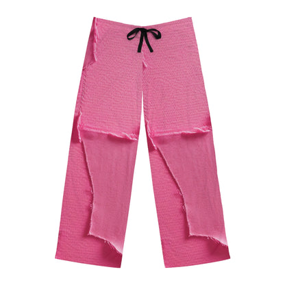 Rosa neón desgastado: tela de muñeca vanguardista y rasgada inspirada en la mezclilla - Pantalones de pijama para hombre (AOP)