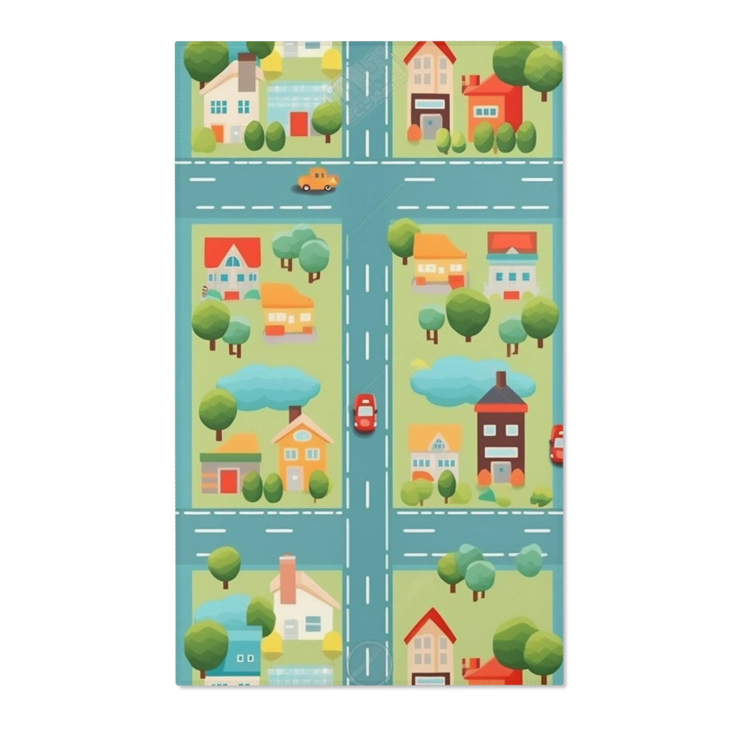 Colorful Kids' Area Rug: Town Car Pattern, Various Sizes, 100% Polyester