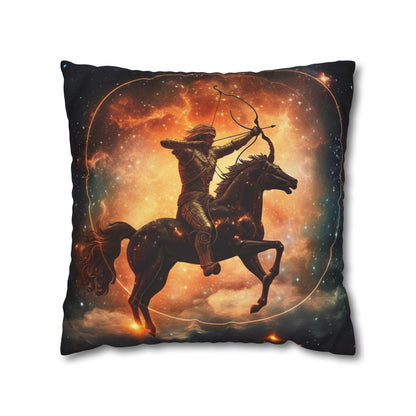 Sagittarius Constellation Totem - Archer in Action Zodiac Symbol - Spun Polyester Square Pillow Case