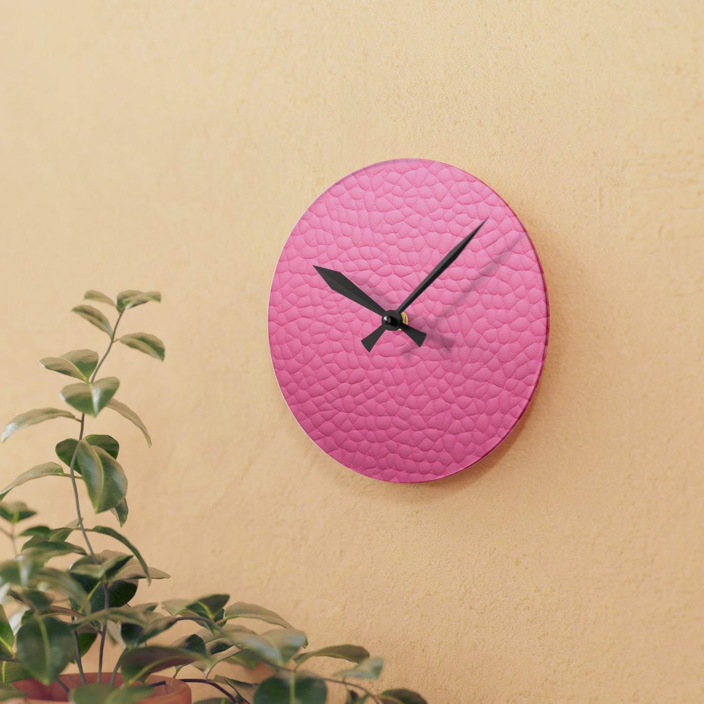 Pink Leather Design - Acrylic Wall Clock