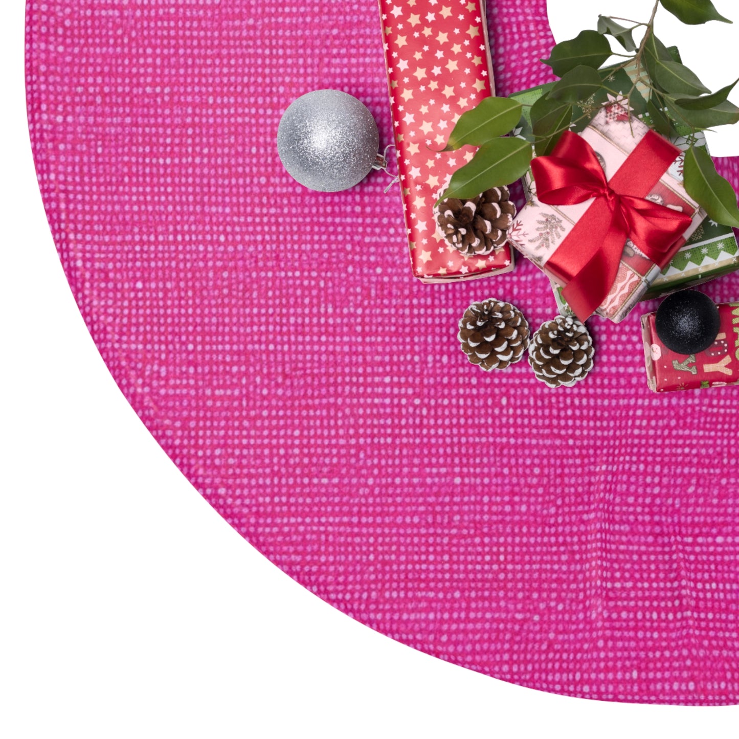 Hot Neon Pink Doll Like: Denim-Inspired, Bold & Bright Fabric - Christmas Tree Skirts