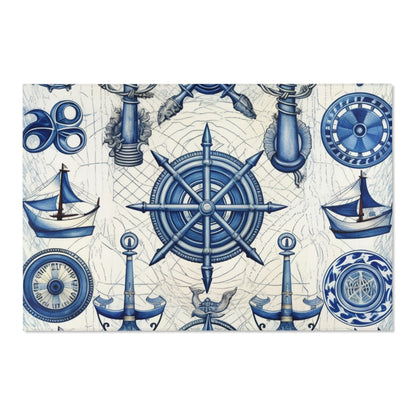 Nautical Theme Art - Anchors, Ropes, Compass - Area Rugs