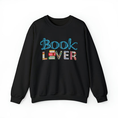 Bookworm Book Lover - Artistic Embroidery Style for Literature Fans - Unisex Heavy Blend™ Crewneck Sweatshirt