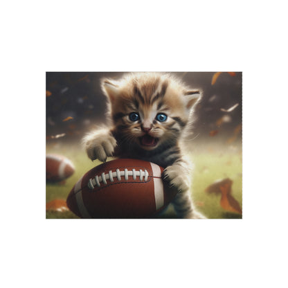 Football Kitten Touchdown: Tabby's Winning Play Sport Game - Outdoor Rug